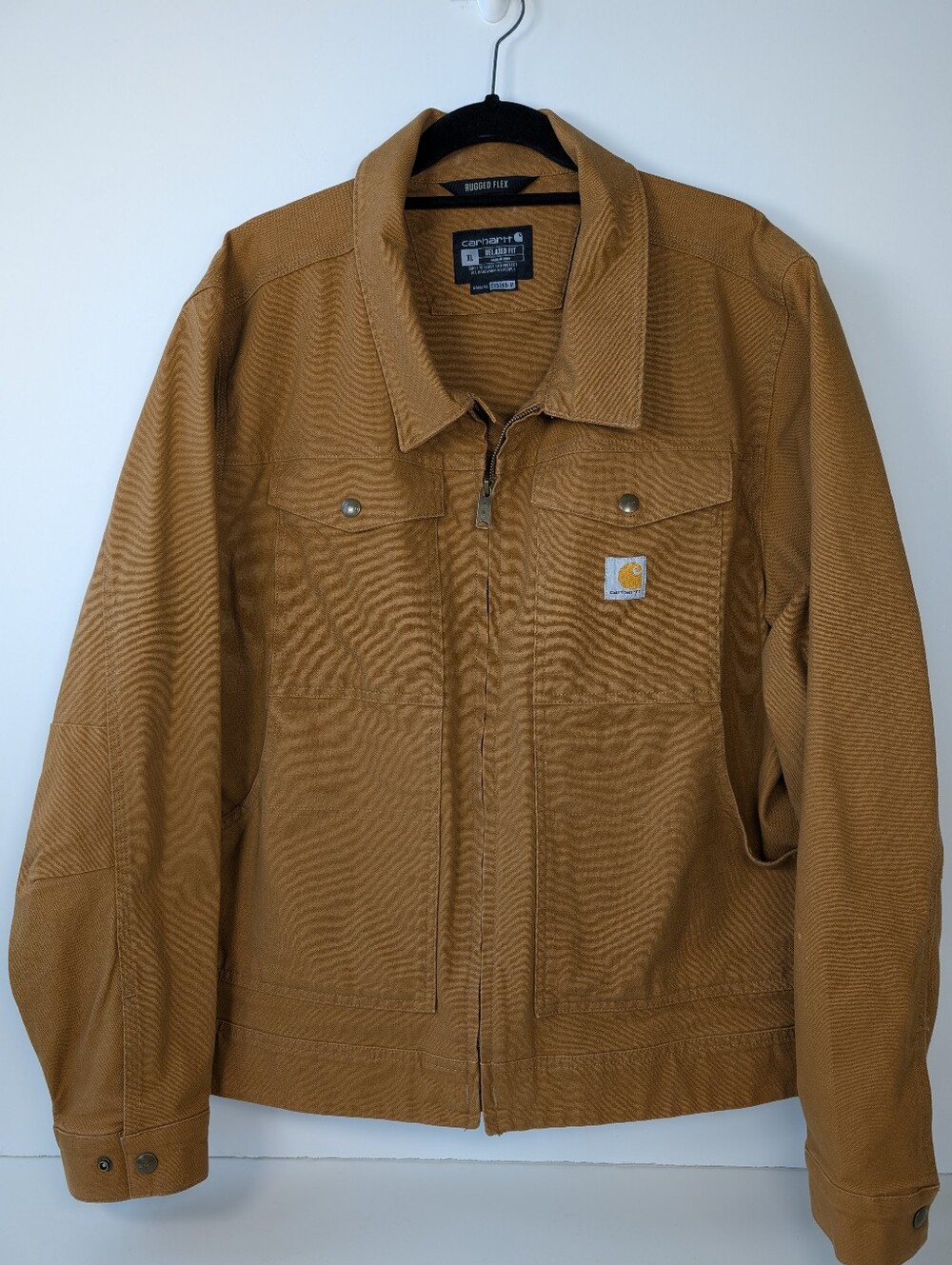 Carhartt Rugged Flex Relaxed Fit Duck Canvas Work Jacket Brown Men’s XL
